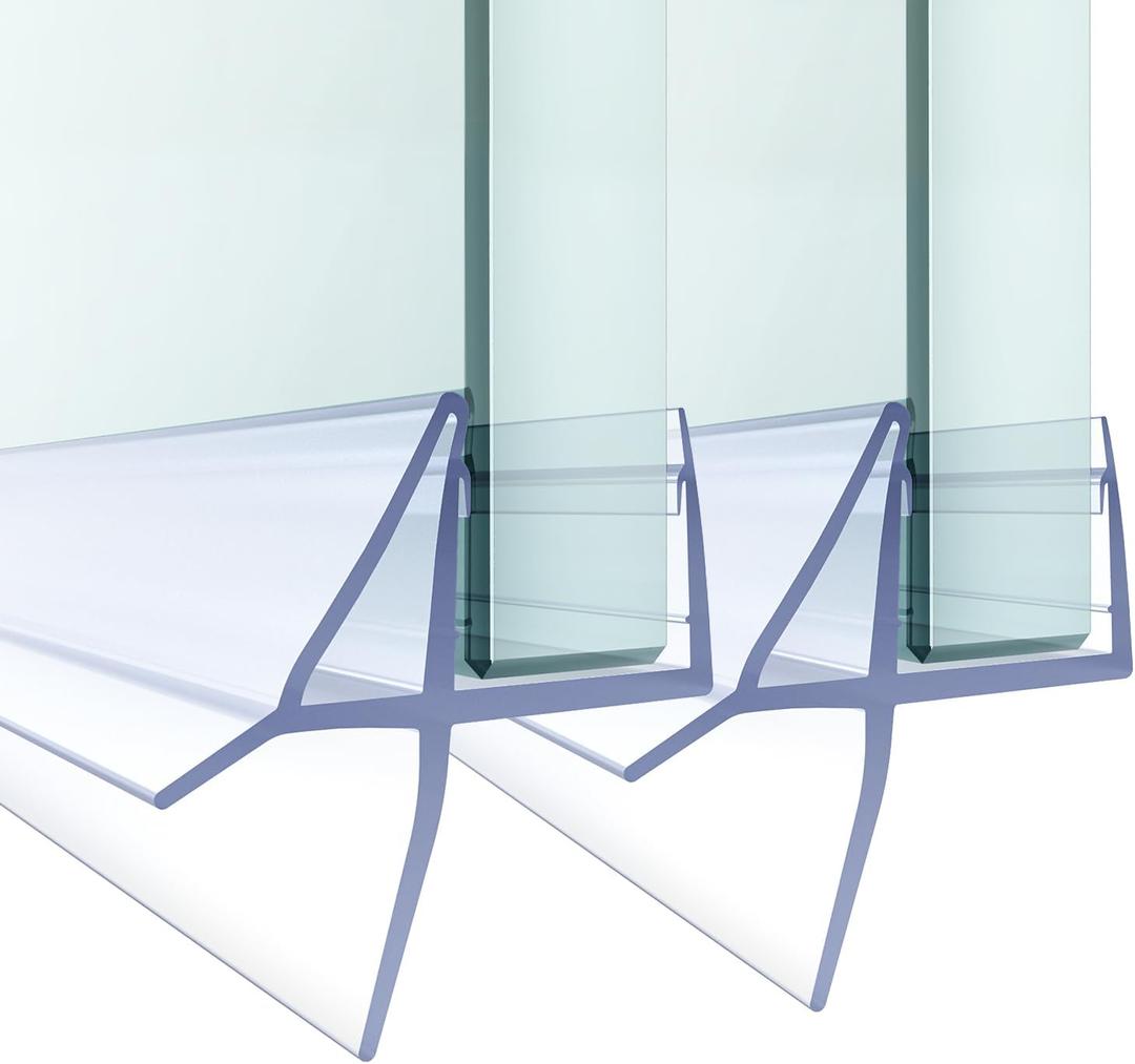 Shower Door Bottom Seal, 2 PCS 3/8" x 36" Shower Door Sweep for 3/8 Inch Glass, Frameless Glass Door Seal Strip,Stop Shower Leaks and Create a Water Barrier (10MM)