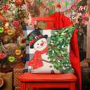 Christmas Pillow Covers 18x18 inch Set of 4, Christmas Decorations Snowman Santa Elk Sleigh Truck Plaid Winter Holiday Decor, Merry Christmas Throw Cushion Cases for Sofa Couch Living Room Home Decor (Red Black)