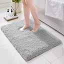 Bathroom Rugs Non Slip Washable 36x24, Ultra Thick Soft Microfiber Absorbent Bath Mats, High Density Foam Latex Non Slip Backing Bath Rugs, Fluffy Floor Carpet for Tub&Shower, Grey