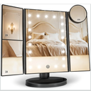 HUONUL Makeup Mirror, Vanity Mirror with Lights, 2X/3X/10X Magnification, Touch Control, Trifold, Dual Power Supply, Valentines Day Gifts for Her,Gifts for Women, Wife, Mom, Girls,Dorm Room Essentials