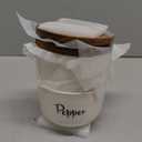 DAYYET Salt and Pepper Bowls, 10 oz Salt Cellar with Lid, Stacked Ceramic Salt Pepper Container with Acacia Wood Lid, Salt Box for Countertop, Modern Kitchen Decor, Set of 2, White