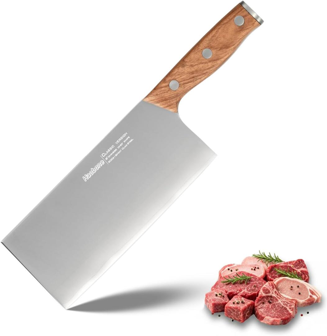 8-inch Meat Cleaver, Vegetable Knife, High Carbon 3 Layers Clad Steel with Ultra Sharp Edge,Full Tang Rosewood Handle,Professional Cleaver Knife for Restaurant Home Business Gift Option