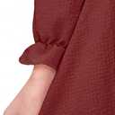 JiAmy Girls Dresses Square Neck Lantern Long Sleeve Ruched Smocked Back Double Layer Ruffle Dress (7-8 Years, Wine Red)