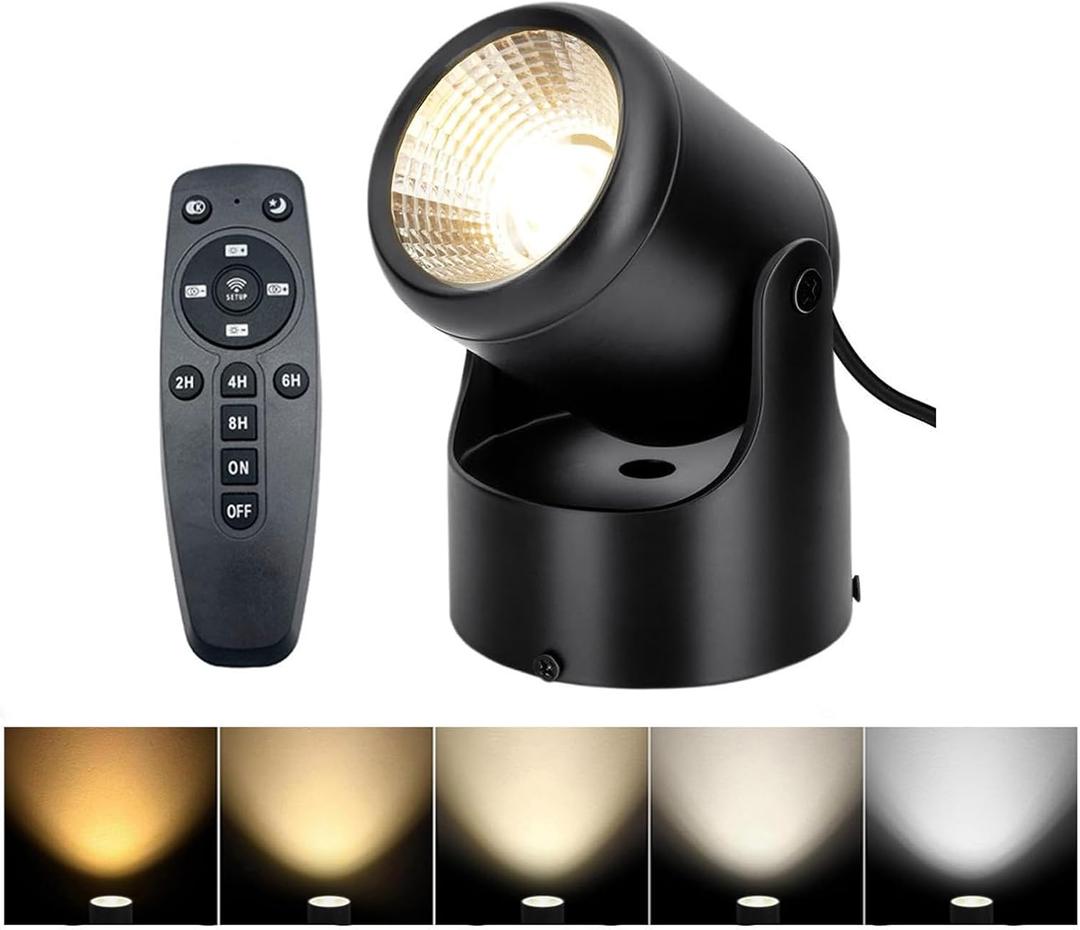 LED Spot Light Indoor 8W 2700K-6500K Adjustable White Soft Spotlight Accent Lighting 5.9 FT Cord with Switch