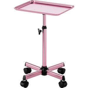 Salon Tray Cart Rolling Tray Spa Tray,Tattoo Tray Dental Tray Height Adjustable,Salon Tray on Wheels Premium Metal Rolling Trolley,Pink