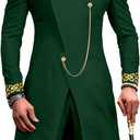 African Suits for Men Dashiki Embroidery Jackets and Pants 2 Piece Set Slim Fit Formal Outfits Wedding (XX-Large, Green)
