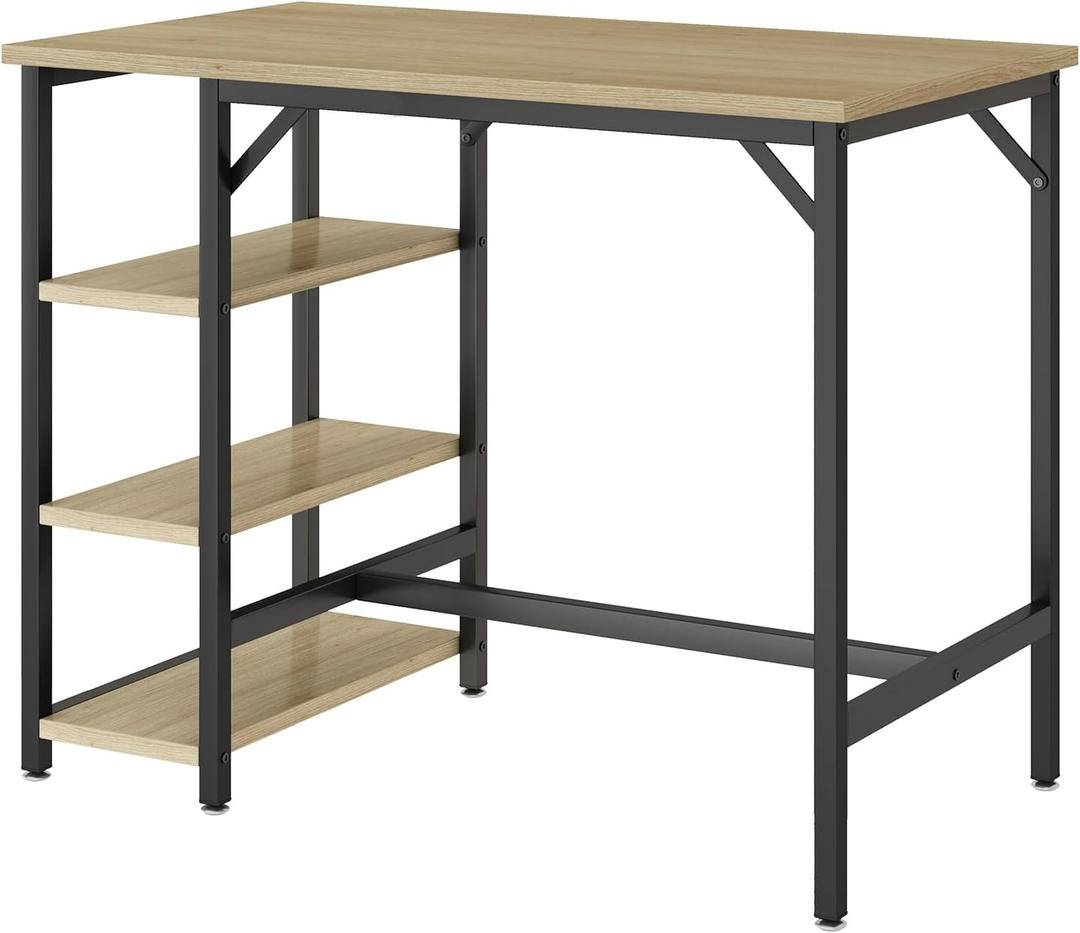 IBUYKE 40H Bar Table with 3 Storage Shelves, High Dining Table for Kitchen, Counter Table, Industrial Standing Computer Desk UTMJ054Y, 42 inches x 23 inches x 39 inches