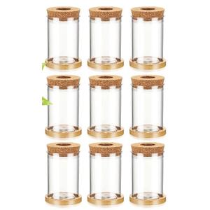 Baderke 9 Packs Propagation Vases for Plants Plastic Plant Propagation with Hole Lid and Bamboo Stand Growing in Water Hydroponic Home Office Desktop Vase Decoration(Classic Style)