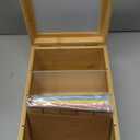 4x6 Index Card Holder with Dividers Bamboo Index Card Organizer Box 4 Compartments Flash Cards Holder with Lid 150 Index Flash Cards 25 Index Cards Dividers 2 Letter Smile Stickers for Office Business
