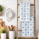 Blue and White Chinoiserie Bow Easter Egg Bunny Kitchen Towels 16x24 in Set of 2, Spring Cute Easter Rabbit Decorative Hand Towels for Bathroom Kitchen, Grandmillennial Decor Dish Tea Towel