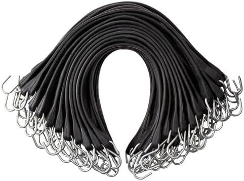 VEVOR 31" Rubber Bungee Cords, Weatherproof EPDM Rubber Tie Down Straps with Crimped S Hooks, Heavy Duty Outdoor Tarp Straps for Securing Flatbed Trailers, Canvases, Cargo, and More (50 Pack)