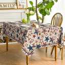 Horaldaily 4th of July Tablecloth 60 x 84 Inch Rectangular Patriotic Blue