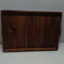 Large Acacia Wooden Serving Tray with Handles 20 x 14 inch Decorative Coffee Table Ottoman Tray for Living Room Extra Large for Kitchen Dinner Food Bar Breakfast in Bed (Color Brown)