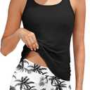 Girls Swimsuit Two Piece Girls Tankini Swimsuit with Tropical Printed Shorts Adjustable Bathing Suit Swimwear (15-16 Years)