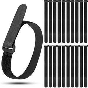 Kigeli 20 Pcs Reusable Fastening Cable Straps and Cable Ties Set Adjustable Multi-Purpose Hook and Loop Cord Ties to Keep Cords Organized and Tidy(Black,2 X 40)