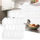 Vamos Tile Upgraded Thicker Design Peel and Stick Backsplash Tile, 10-Sheet White with Gray Grout Self Adhesive Vinyl Wall Tiles, Stick on Backsplash for Kitchen, Bathroom,RV