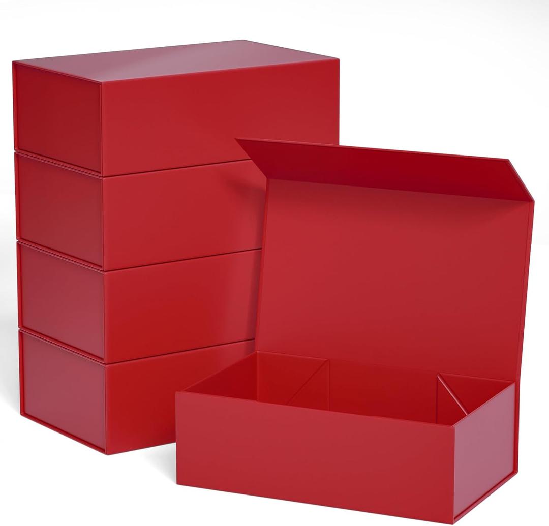 Red Gift Boxe 10" x 6" x 3" with Magnetic Closure Lid Gift Boxes for Presents,Bridesmaid Gifts Boxe,Cute Box,Birthday Gift box,Luxury for Gift Packaging, Magnetic Gift Boxes for Wrapping Gifts (Red/5PCS)