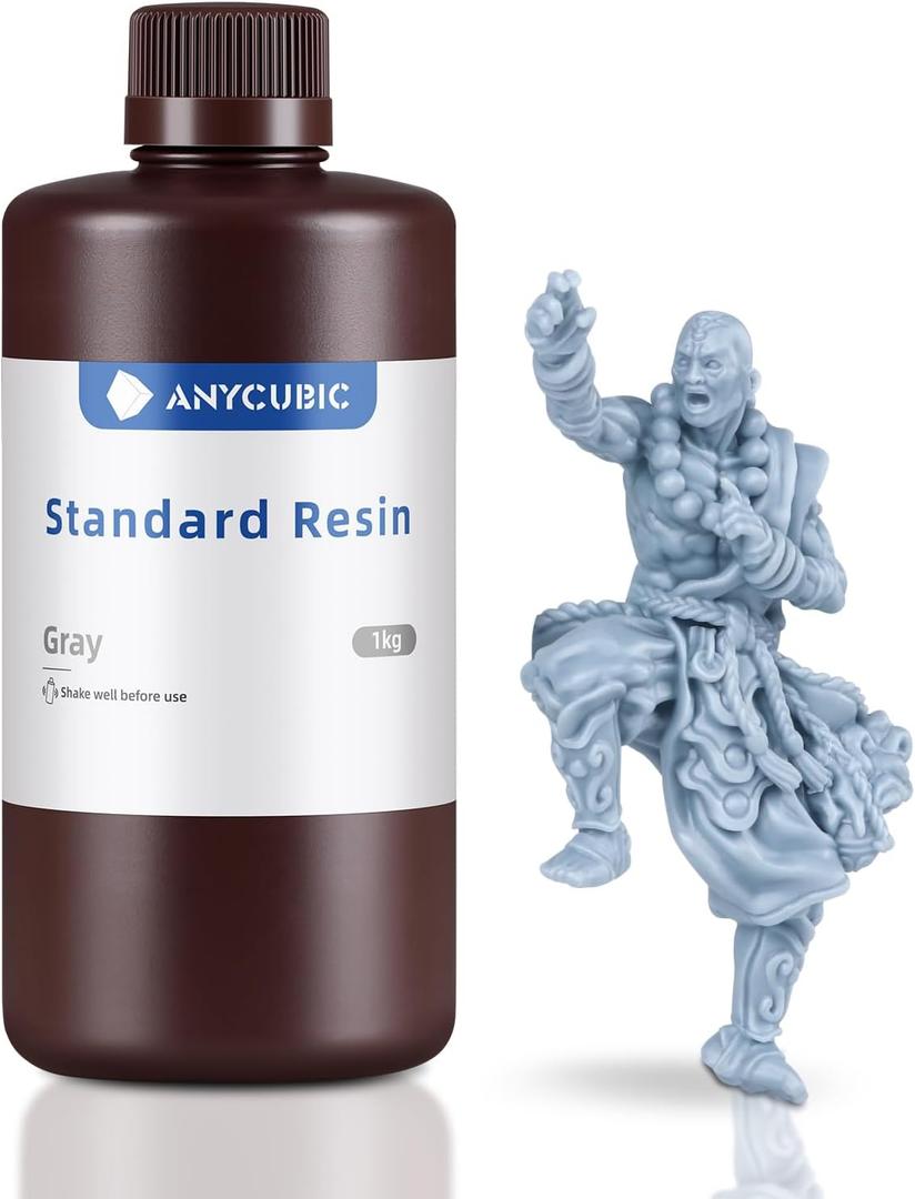 ANYCUBIC 3D Printer Resin, 405nm High Precision Fast Curing UV Photopolymer Resin for LCD 3D Printing, 1kg Grey