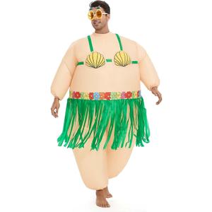 Spinosaurus Inflatable Luau Hula Skirt Costume,Hawaiian Themed Party Funny Blow Up Costumes for Adult Beach Inflatable Suit