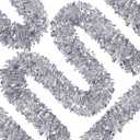 OCTERIC 66 Ft Silver Metallic Tinsel Twist Garland for Christmas, Birthday, Party Decor Indoor Outdoor Party Supplies