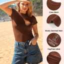 BAMBOO COOL Women's Skin-Tight Soft T-Shirts Short Sleeve Slim Fit Tops for Women Cute Basic Tees (Brown, XL)