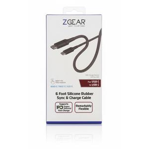 ZGEAR 6 Foot Silicone Rubber USB-C Sync & Charge Cable | Charging Cable