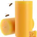 100% Pure Natural Beeswax Pillar Candles-170 Hours Long Burning Time Emergency Beeswax Candles | Organic Bees Wax for Home, Prayer, Christmas, Party | Unscented, Smokeless, Dripless 2 Pack (36 inch) (Yellow)