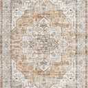 Area Rug 8x10 Washable Vintage - Soft Traditional Rugs for Living Room Large Non Slip Backing with Low Pile Farmhouse Oriental Retro Carpet for Bedroom Dining Room or Home Office - Orange