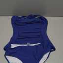 Eomenie Womens Halter Tankini Bathing Suit Ruched Tummy Control Two Piece Swimsuit with Bottom (Small, Navy Blue)