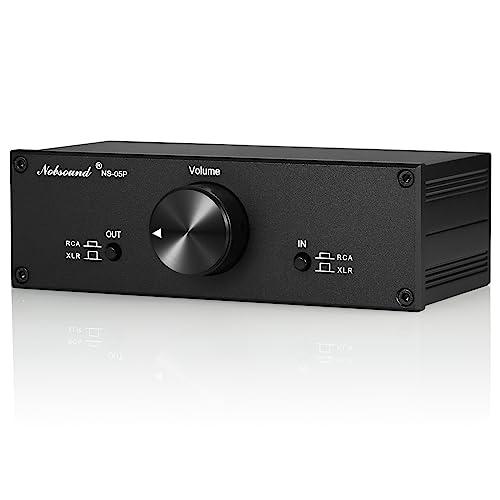 Nobsound Mini Fully-Balanced/Single-Ended Passive Preamp; Hi-Fi Pre-Amplifier; XLR/RCA Volume Controller for Active Monitor Speakers (Black)