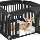 DUMOS Dog Playpen Indoor Fence 16 Panel 24" Height Metal Exercise Pen with Door Small Puppy/Medium/Large Dogs Animal Pet for Outdoor, Garden, Yard, RV Camping (Black)