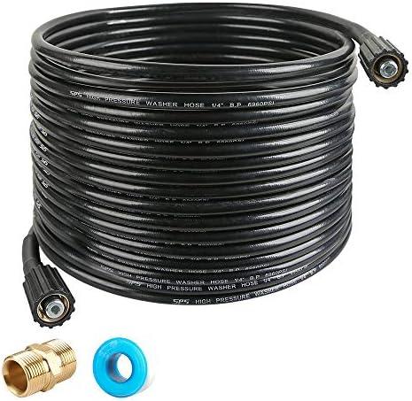 CHAVOR Pressure Washer Hose 50 FT X 1/4 Inch, Replacement Power Washer Hose for Most Brands, M22 14mm or M22 15mm Brass Thread, 3600 PSI