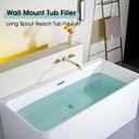 Wall Mount Tub Filler AUU Brushed Gold Bathtub Faucet Long Spout Reach, 2 Level Handles Wall Mount Tub Faucet with Brass Rough in Valve Included