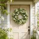 Jobflower 24 Inch Spring Wreaths for Front Door, All Seasons Summer Wreath with Fade-Resistant Greenery, Large Farmhouse Artificial Green Wreath for Outdoor Porch Wall Window Decor, Green