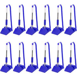 PATIKIL 12 Pcs Secure Pen with Adhesive Chain and Security Pen Holder, Reception Counter Pens Desktop Pen Black Ink Refills for Desk Workplace Office Home Supplies, Blue