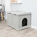 Trixie XL Furniture Litter Box Enclosure (Gray), Hidden Litter Box for Cats with Openings on Either Ends & Large Ventilations Slots, Double Doors for Easy Cleaning, Removable Divider