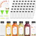 56pcs 8oz Pcs Juice Bottles, Juice Bottle with Caps Reusable Empty Clear Bottles with Label, Funnel, Brush Bulk Beverage Containers for Juicing, Drinking, Smoothie and Other Beverages (8oz)