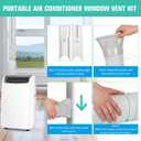Portable Air Conditioner Window Vent Kit with Exhaust Hose 5.1 Inch Diameter, Adjustable 59 Inch Length Exhaust Hose for AC Seal Plate with Universal for Sliding Window