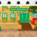 Happy Birthday for Boys and Girls Photography Background CartoonStreet Theme Children's Baby Party Baby Shower Decoration Banner Props Vinyl 7x5 Feet