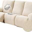 Gennia Waterproof Recliner Sofa Cover,Stretch Reclining Couch Covers with Pockets,Washable Lazy Boy Recliner Slipcovers,Leakproof Sofa Protector for Kids, Pets, Dog and Cat (3 Seat, Beige)