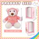 Hollowfly It's a Girl Gifts Bear Stuffed Animal with Gift Box Removable Pink Hooded Clothing, Pink 9.8 Inch Bear Plush for Gender Reveals Baskets, 9.84 inches