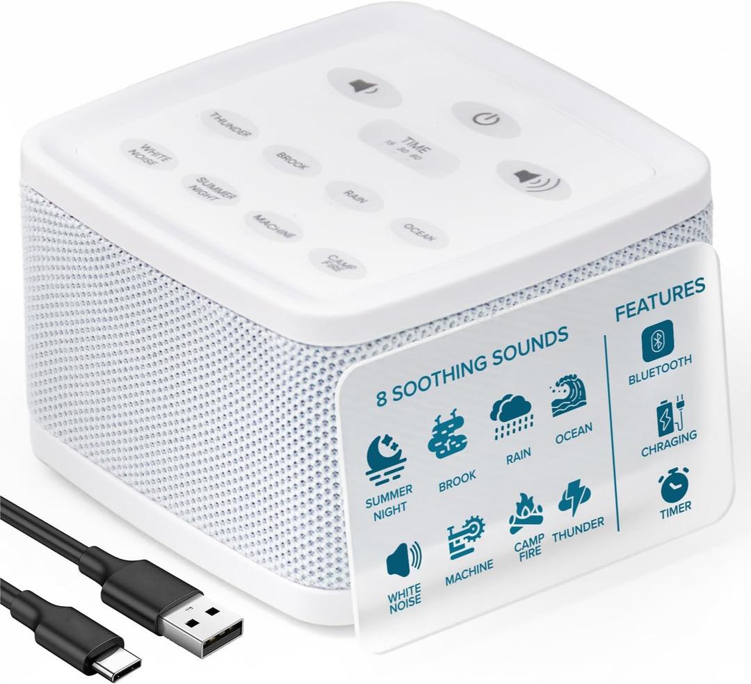 Big Red Rooster White Noise Machine for Sleeping Baby & Kids Sound Machine with Rain, Nature & Ocean Sounds Portable Sleep Noise Maker with Timer, Bluetooth & USB/3 AAA Power Travel & Home Use