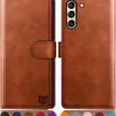 SUANPOT for Samsung Galaxy S21 6.2"(Non S21+) with RFID Blocking Leather Wallet case Credit Card Holder,Flip Folio Book Phone case Shockproof Cover Women Men for Samsung S21 case Wallet Brown