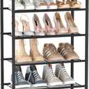 HOMEFORT Shoe Rack 6-Tier, Shoe Storage Shelf, Industrial Shoe Tower, Narrow Shoe Organizer for Closet Entryway, Small Shoe Rack Table with Durable Metal Shelves, Rustic Brown