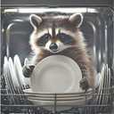 Funny Raccoon Kitchen Dishwasher Magnet Cover Sticker Magnetic Refrigerator Panel Front Door Fridge Microwave Decal, 23 X 26 in
