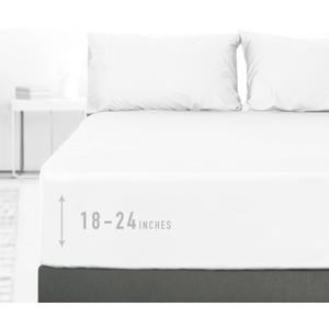Sunflower King Fitted Sheet, 1-Piece Extra Deep Pocket Fitted Bottom Sheet 19", 100% Cotton Sateen Soft Breathable, White