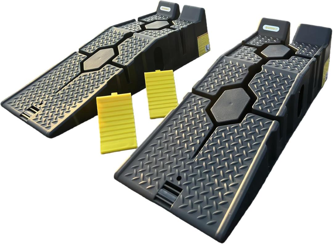 Car Ramps for Oil Changes, Vehicle Lift Ramps with Non-Slip Surface, 6,600lbs Capacity, Portable Car Lift for Home Garage- 35.5"x13"x8.7"H- 2 Pack with 2 Wheel Chocks