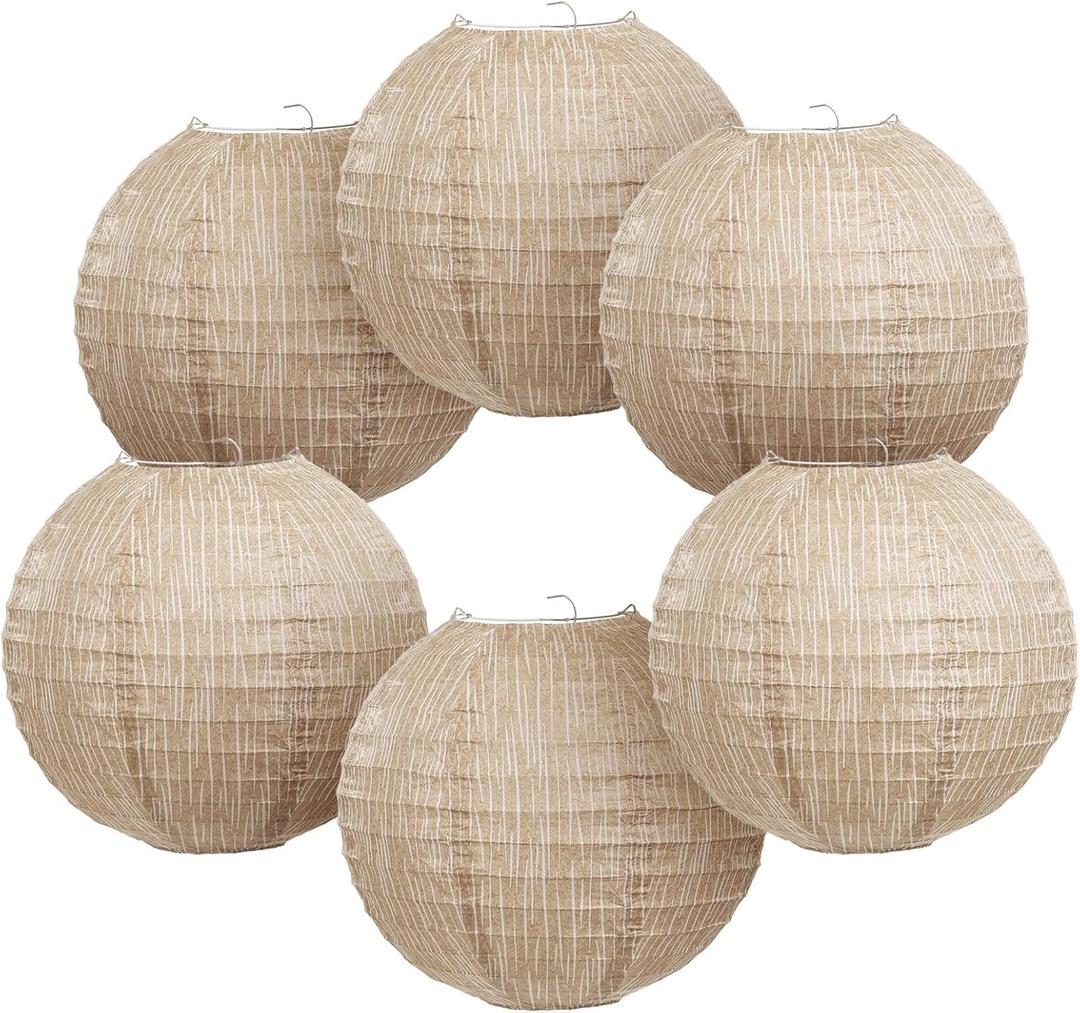 LIHAO 10 inches Paper Lanterns Print Burlap Chinese Lanterns for Boho Classroom Decor Farmhouse Classroom Decorations Boho Themed Party Baby Showers Wedding Birthday (6PCS)