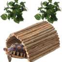Hamiledyi Extra Large Wooden Reptile Hideout Bearded Dragon Bendy Bridge Climbing Ladder Hiding Hut Reptiles Hide Cave Habitat Decor for Lizards Gecko Spiders Snakes Tortoise(XL:20" x 11.8")