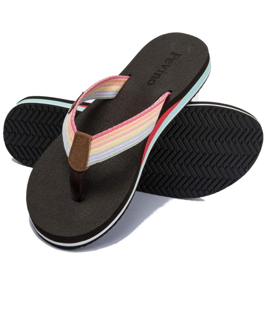 Pevino Women's Orthotic Flip Flops,Casual Comfortable Yoga Mat Thong Sandal with Arch Support 11in
